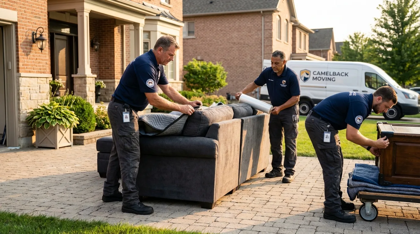 Large estate moving crew wrapping furniture in Farmville, VA